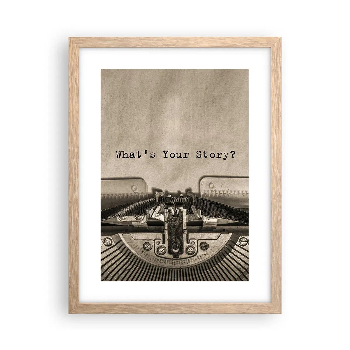 Plakat i ramme af lyst egetræ - Fortæl mig - 30x40 cm