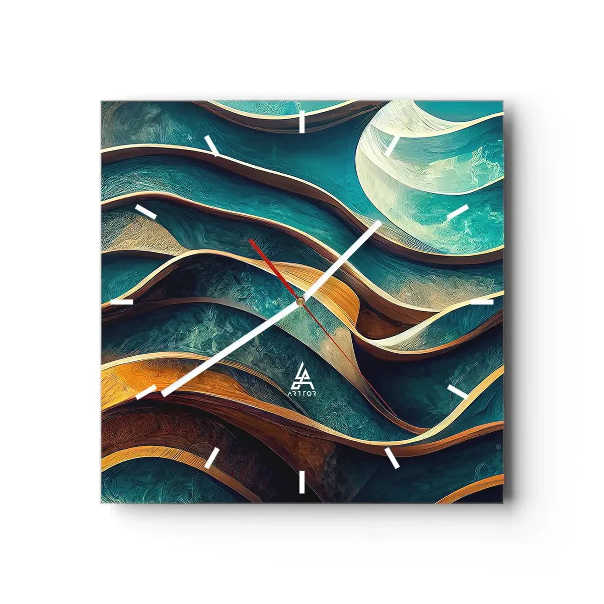 Vægur, Uret - Slyngninger af blåt - 40x40 cm