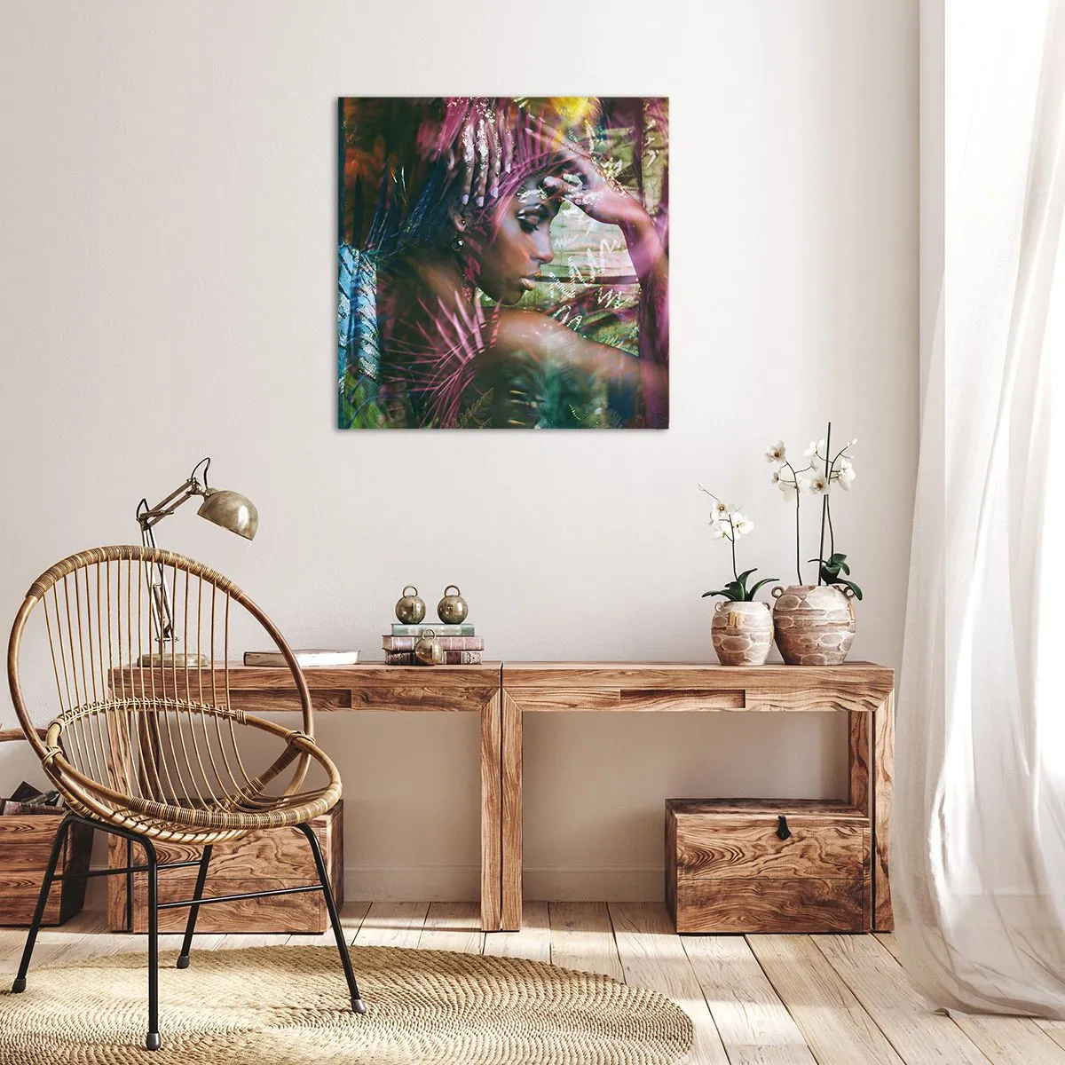 Lærredstryk - Billede på lærred - Moder Natur i junglen - 50x50 cm