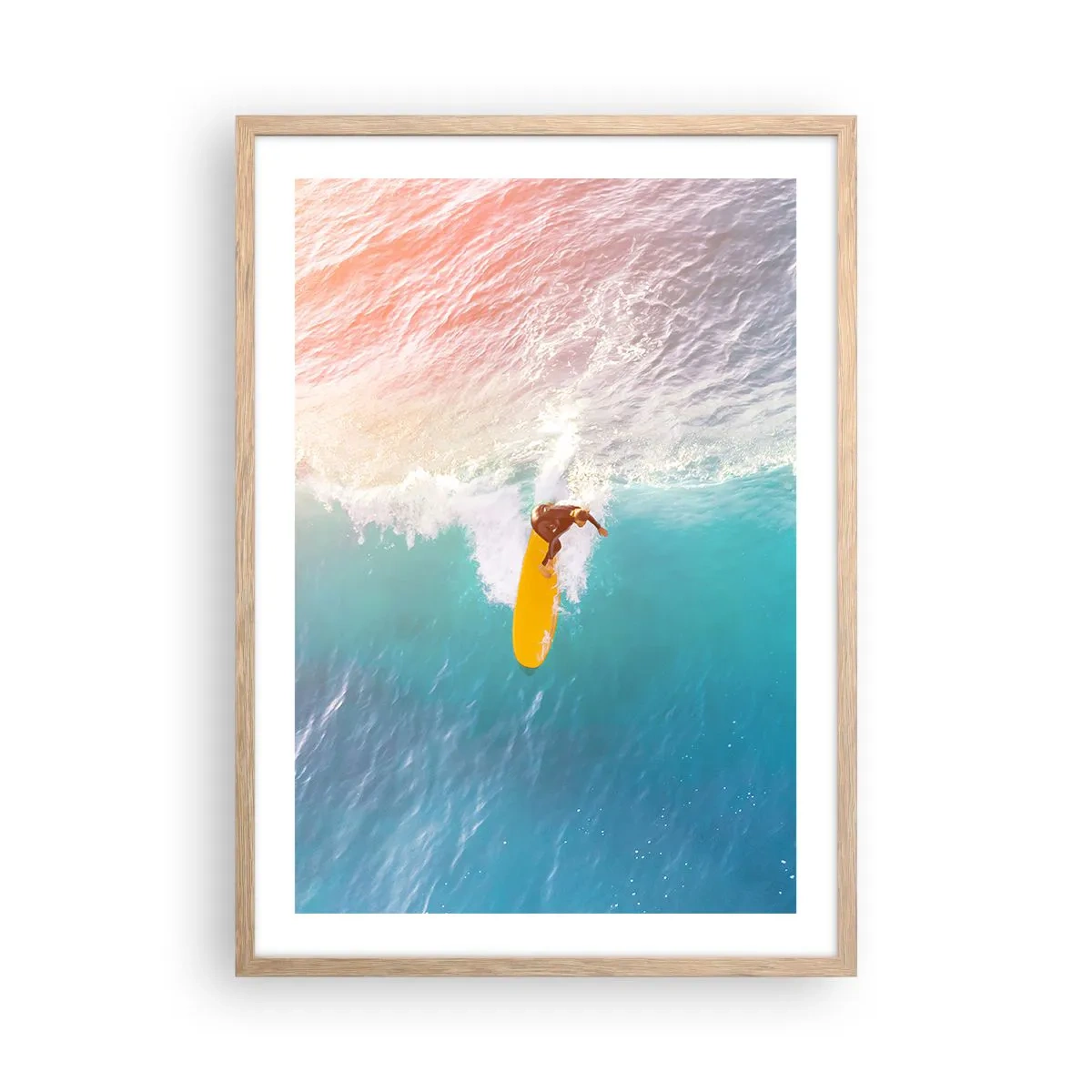 Plakat i ramme af lyst egetræ - Ocean rytter - 50x70 cm