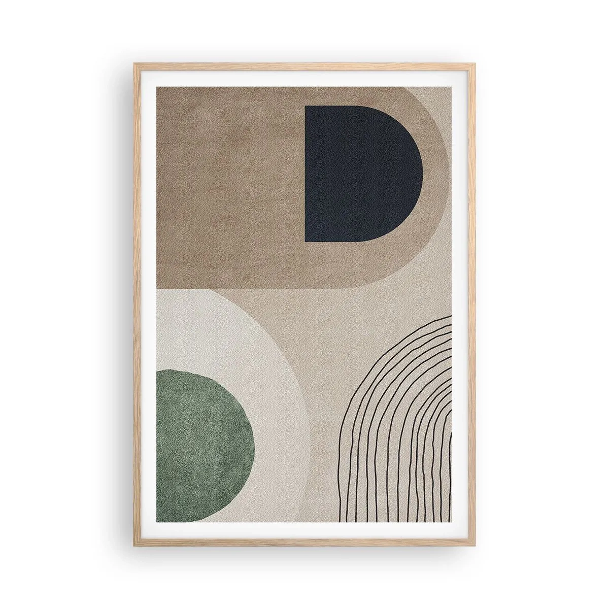 Plakat i ramme af lyst egetræ - Blidheden i en oval - 70x100 cm
