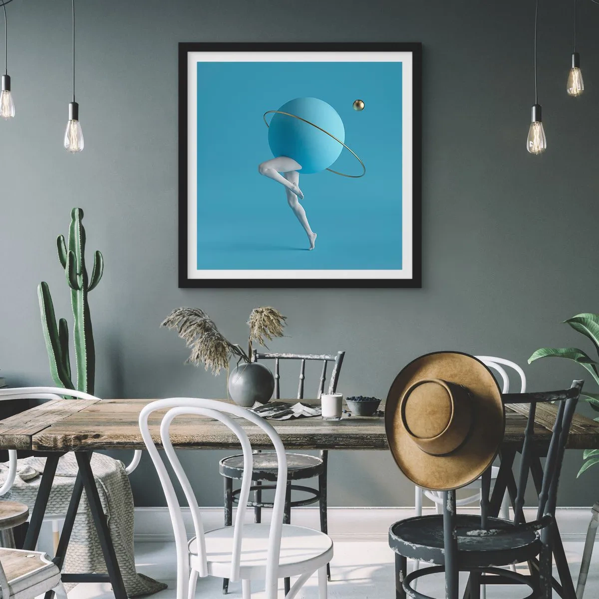 Plakat i sort ramme - Og planeterne går amok - 40x40 cm