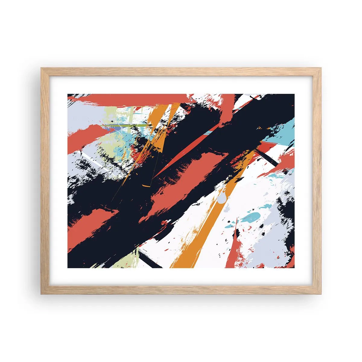 Plakat i ramme af lyst egetræ - Dynamisk sammensætning - 50x40 cm