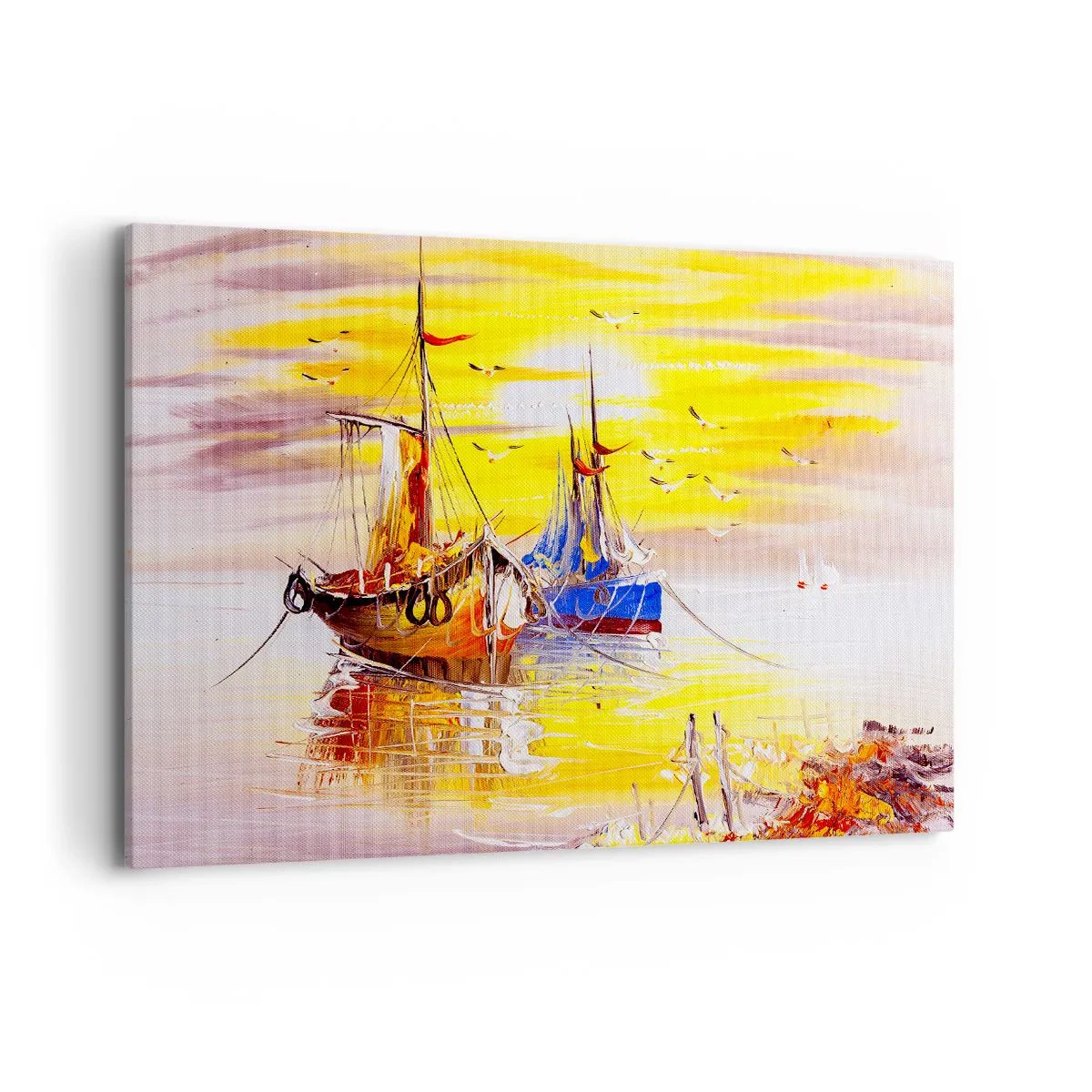 Lærredstryk - Billede på lærred - Et velfortjent hvil i havnen - 120x80 cm