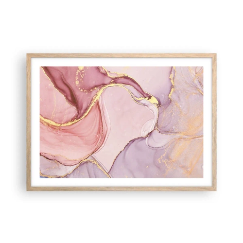 Plakat i ramme af lyst egetræ - Et kærtegn af farver - 70x50 cm