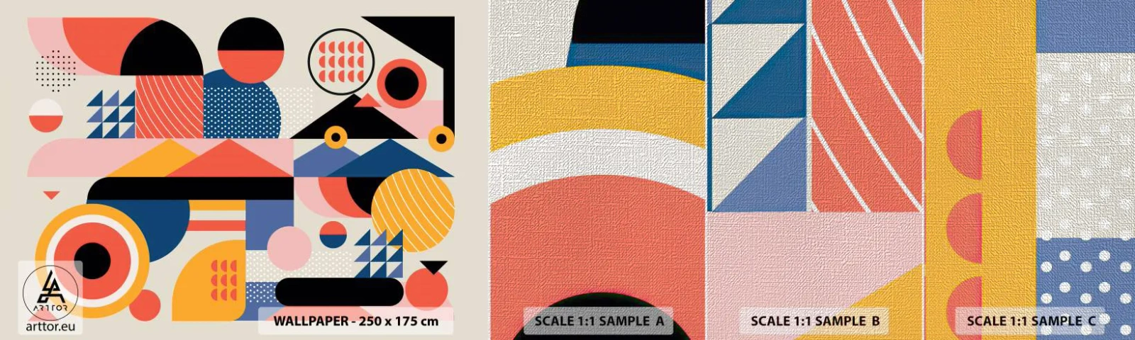 Prøve Fototapet Premium Canvas - Komposition: Leg - Abstraktion, Vektor, Moderne - 100x30 cm