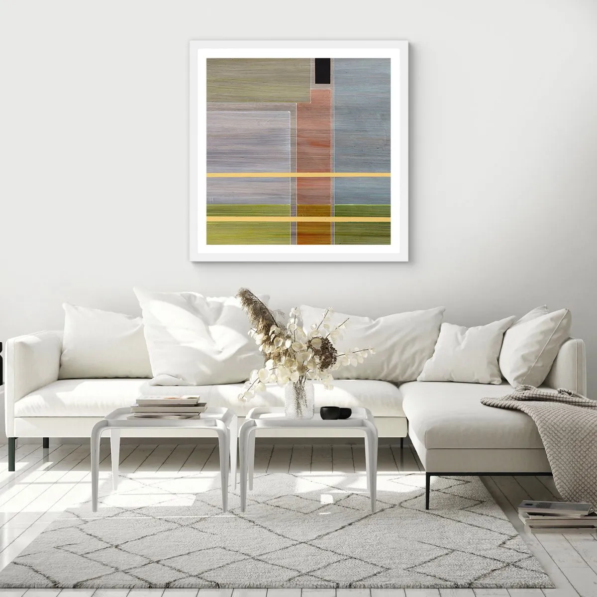 Plakat i hvid ramme - Lige og rolig - 40x40 cm