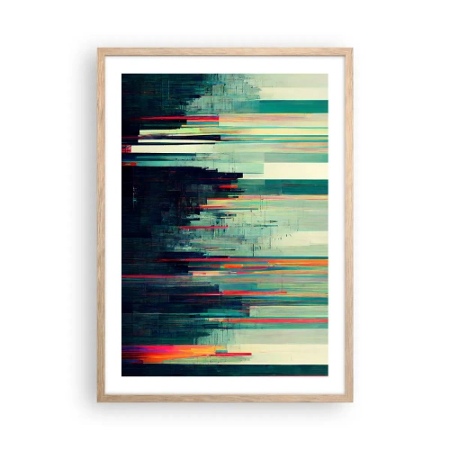 Plakat i ramme af lyst egetræ - Futuristisk by - 50x70 cm