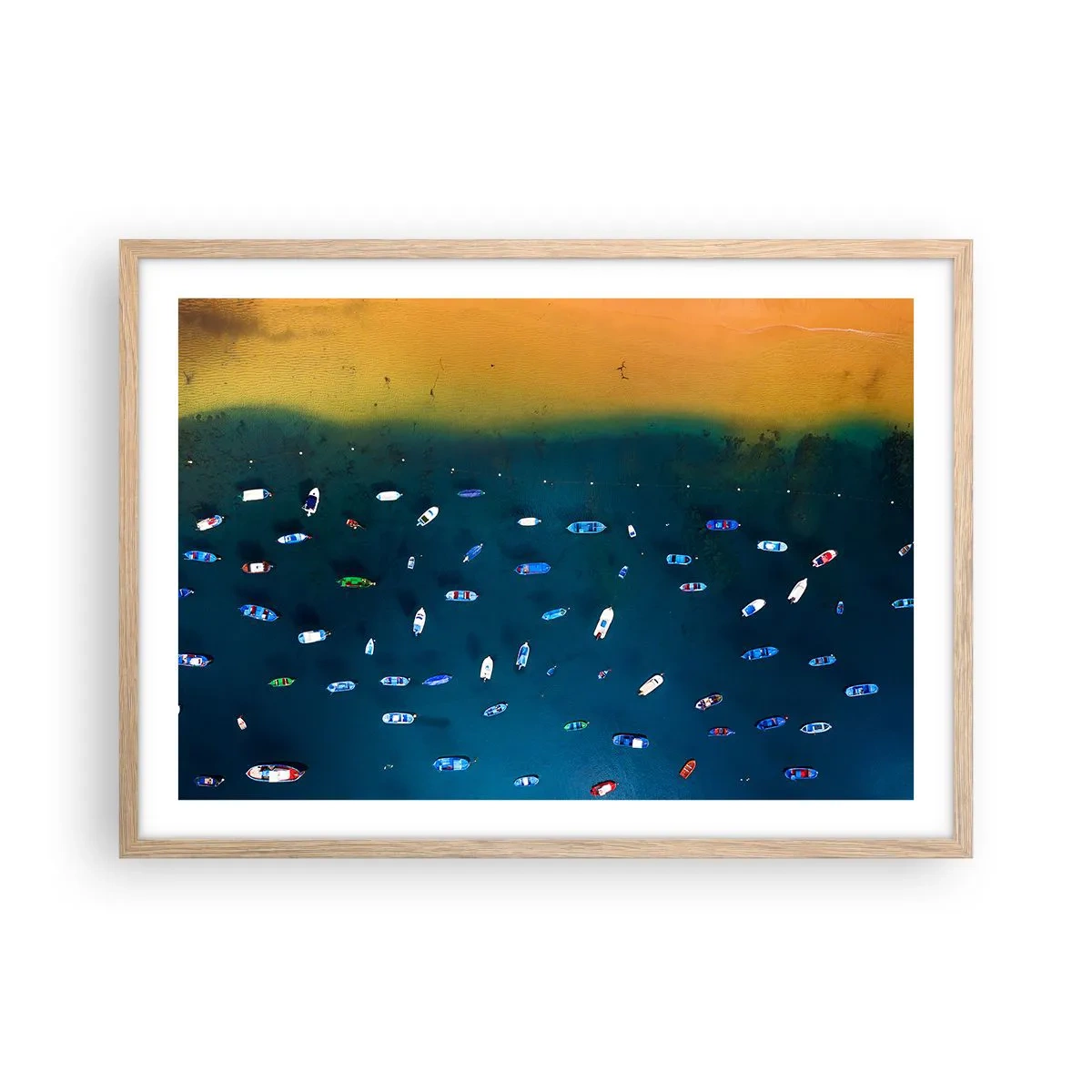 Plakat i ramme af lyst egetræ - En ferieleg - 70x50 cm