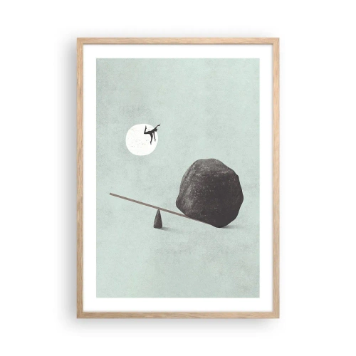 Plakat i ramme af lyst egetræ - En drøm går i opfyldelse - 50x70 cm