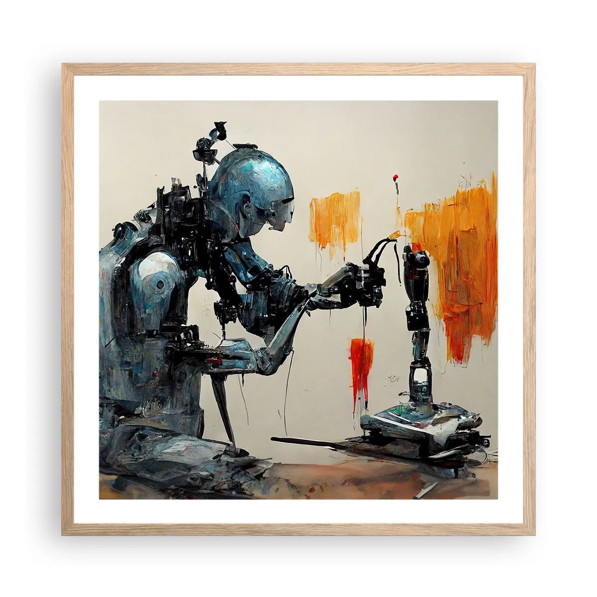 Plakat i ramme af lyst egetræ - Kommer i morgen... - 60x60 cm