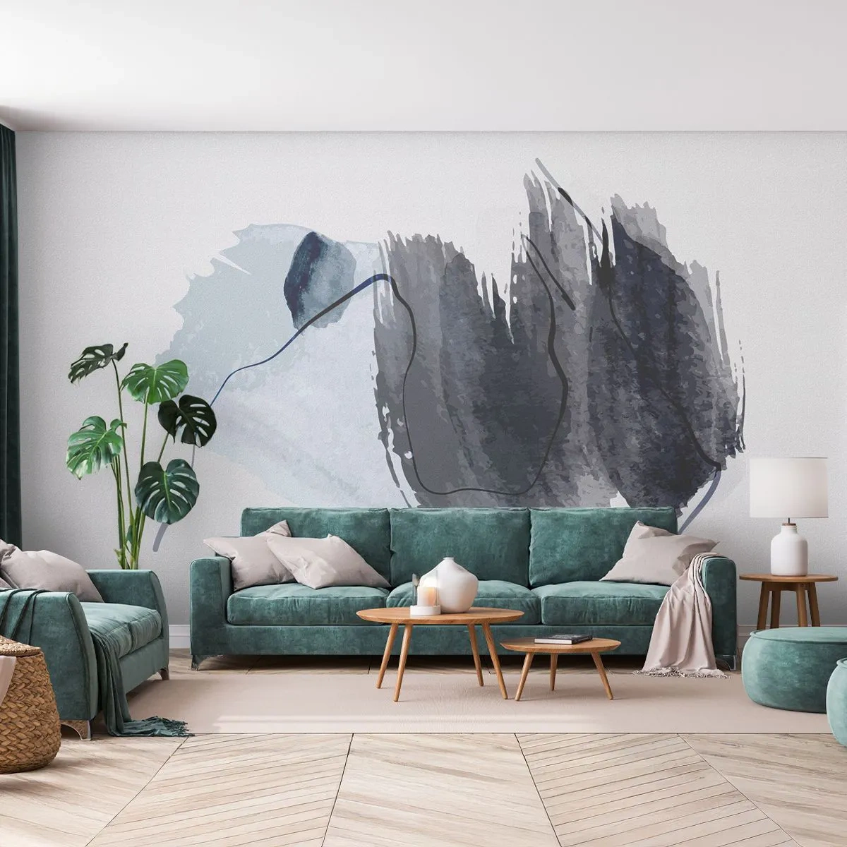 Fototapet Selvklæbende Deluxe Sticker - Intensitet og bevægelse - Abstraktion, Stykke, Maleri - 500x350 cm