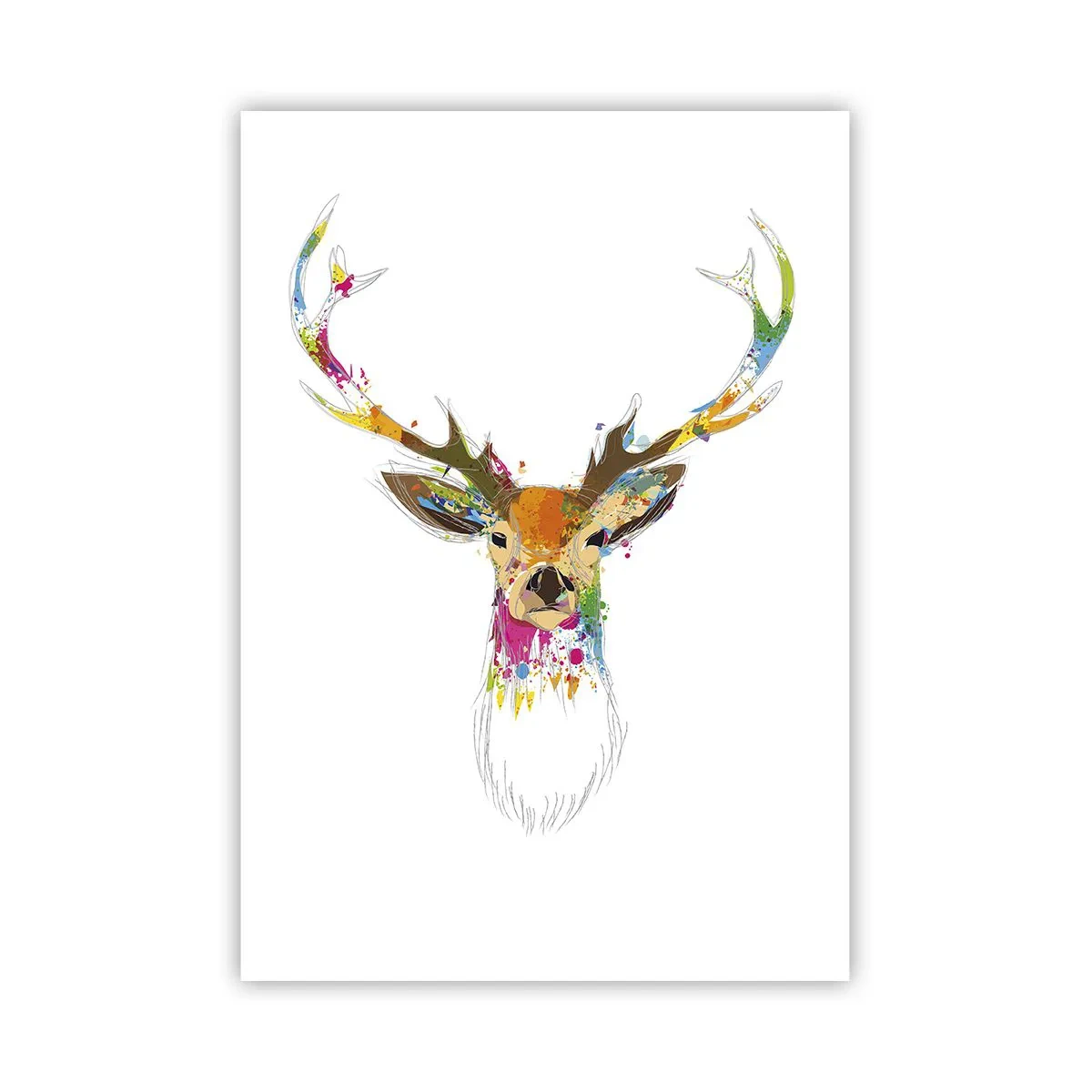 Plakat - Blid kronhjort badet i farver - 70x100 cm