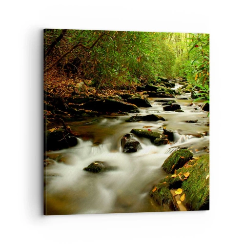 Lærredstryk - Billede på lærred - Som flydende sølv - 70x70 cm