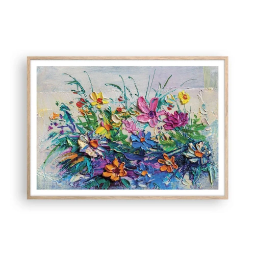 Plakat i ramme af lyst egetræ - Overhovedet ikke et stilleben - 100x70 cm