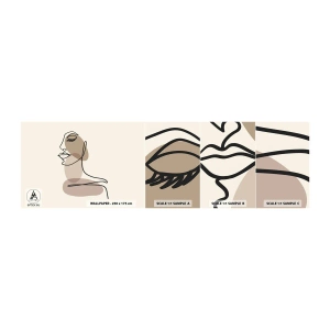 Prøve Fototapet Selvklæbende Deluxe Sticker - En vis linje af skønhed - Abstraktion, Kvindens ansigt, Grafik - 100x30 cm