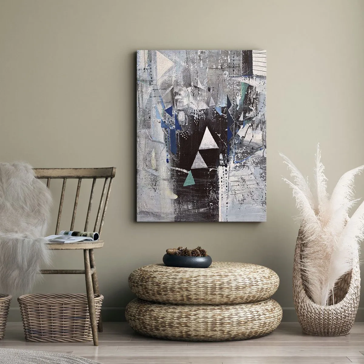 Lærredstryk - Billede på lærred - Overordnet rækkefølge af trekanter - 50x70 cm