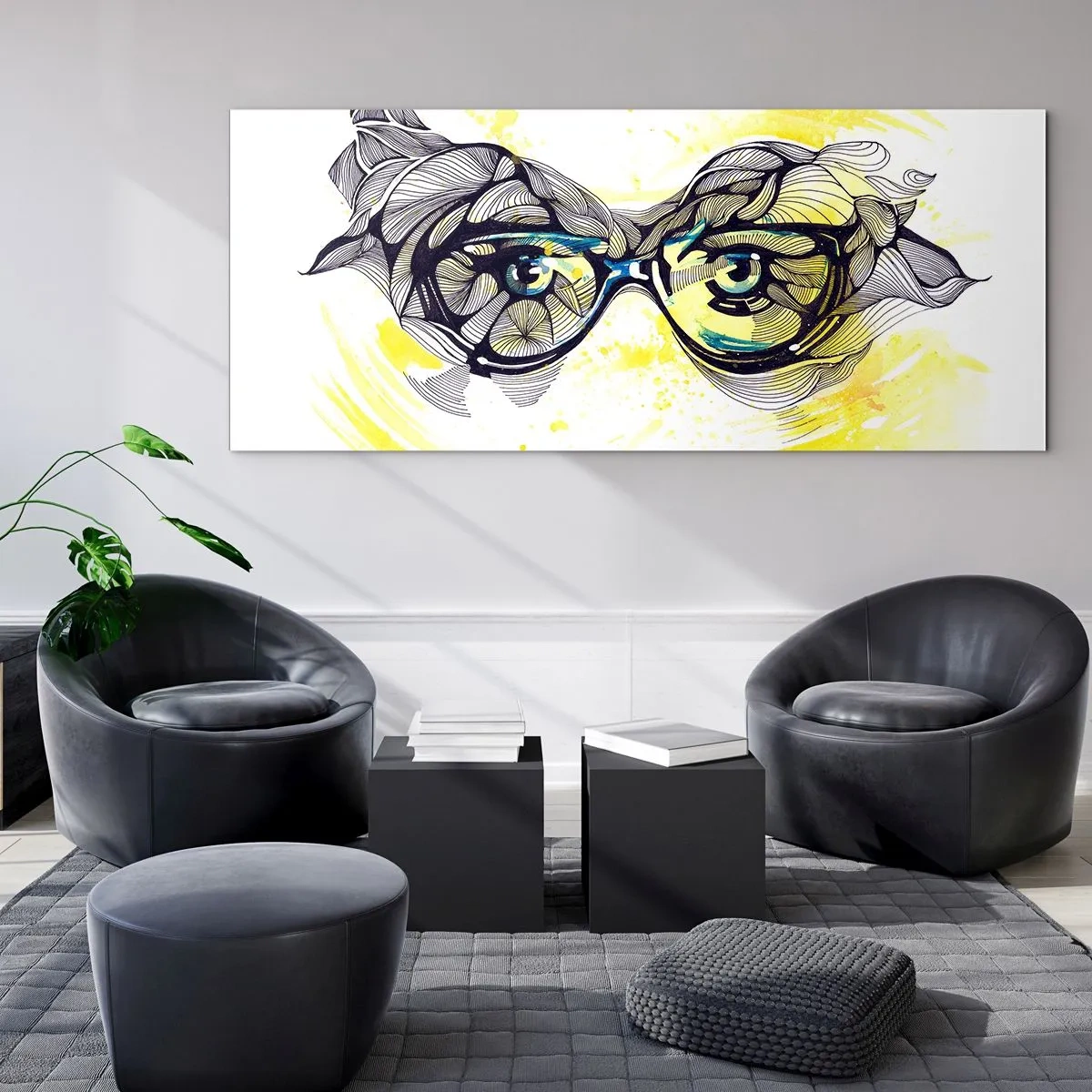 Billede på glas - Gennem blå briller - 90x30 cm
