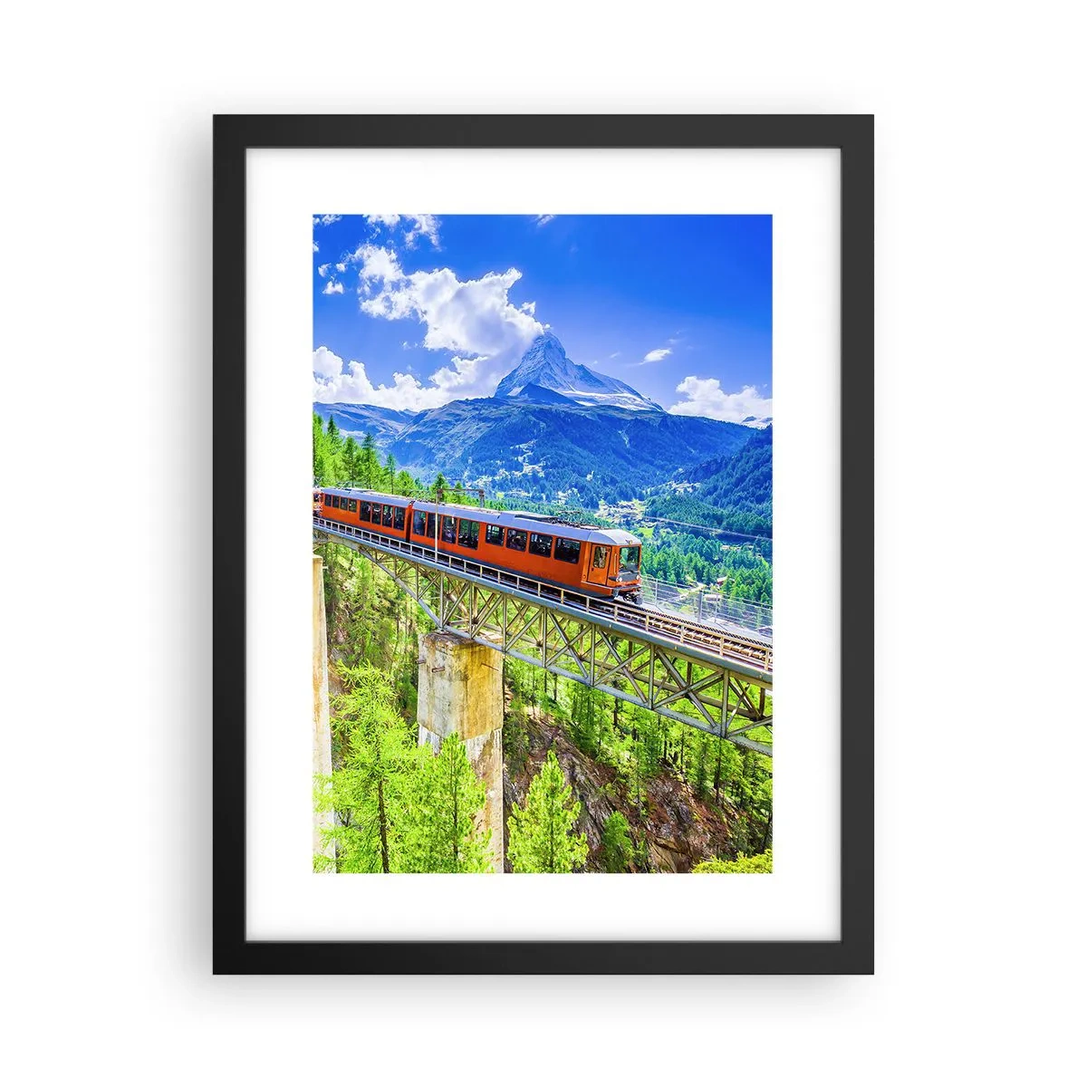Plakat i sort ramme - Jernbane til Alperne - 30x40 cm