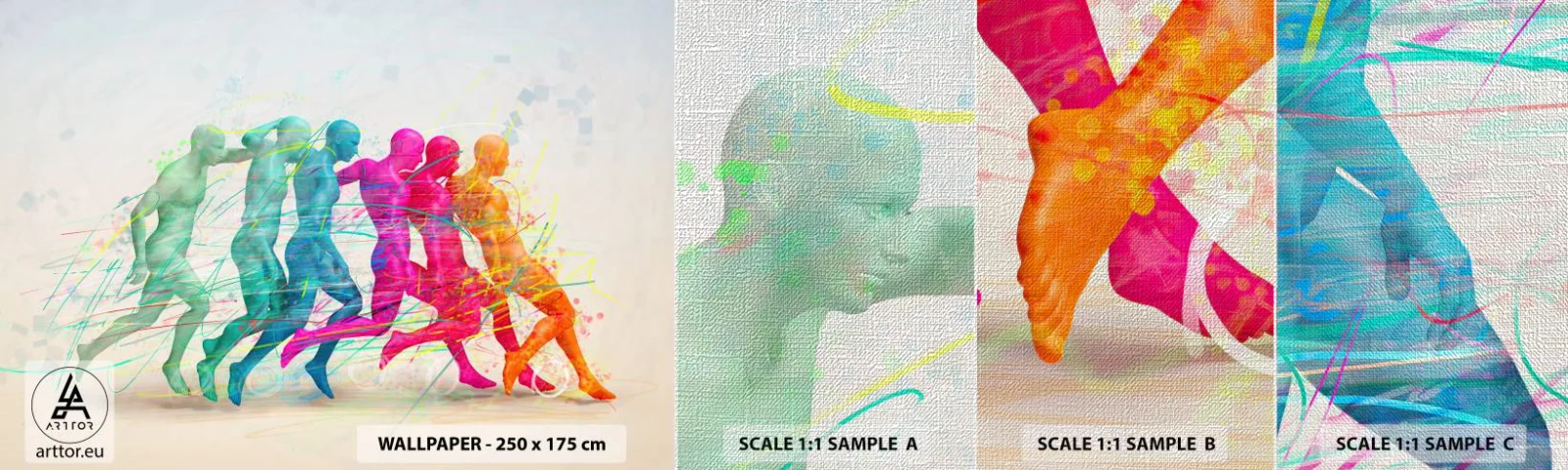 Prøve Fototapet Premium Canvas - Harmoni i bevægelse - Abstraktion, Mand, Sport - 100x30 cm