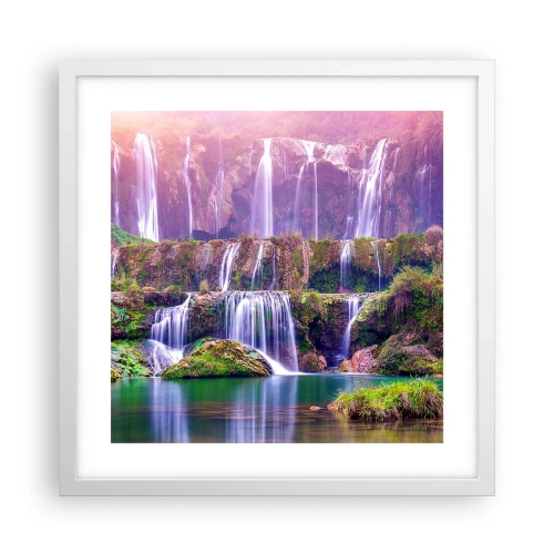 Plakat i hvid ramme - Trappe til himlen - 40x40 cm