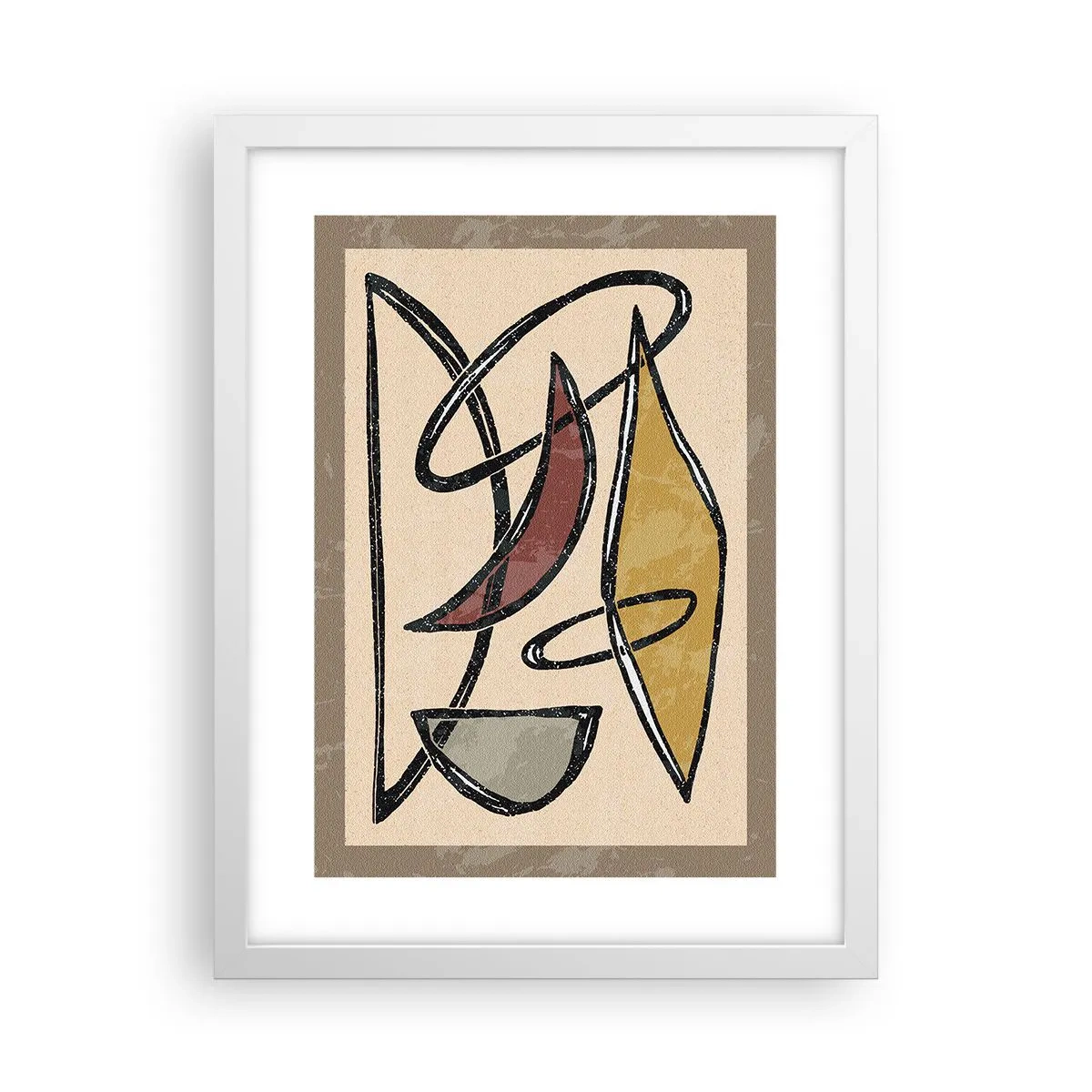Plakat i hvid ramme - Komposition - buer og ovaler - 30x40 cm