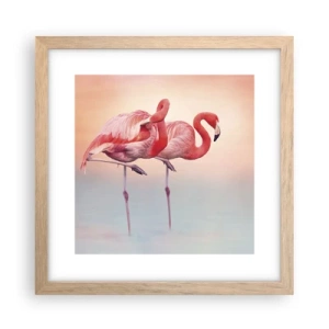 Plakat i ramme af lyst egetræ - I farven af den nedgående sol - 30x30 cm