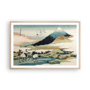 Plakat i ramme af lyst egetræ - I japansk ånd - 91x61 cm