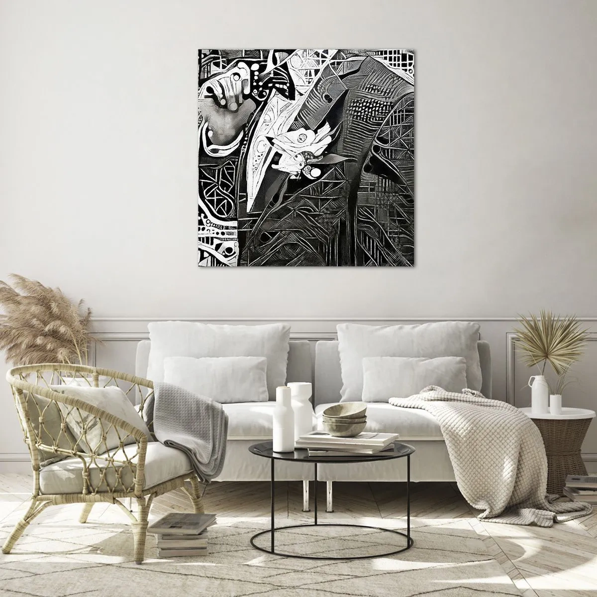 Billede på glas - Bare en tilsyneladende grå mand - 70x70 cm