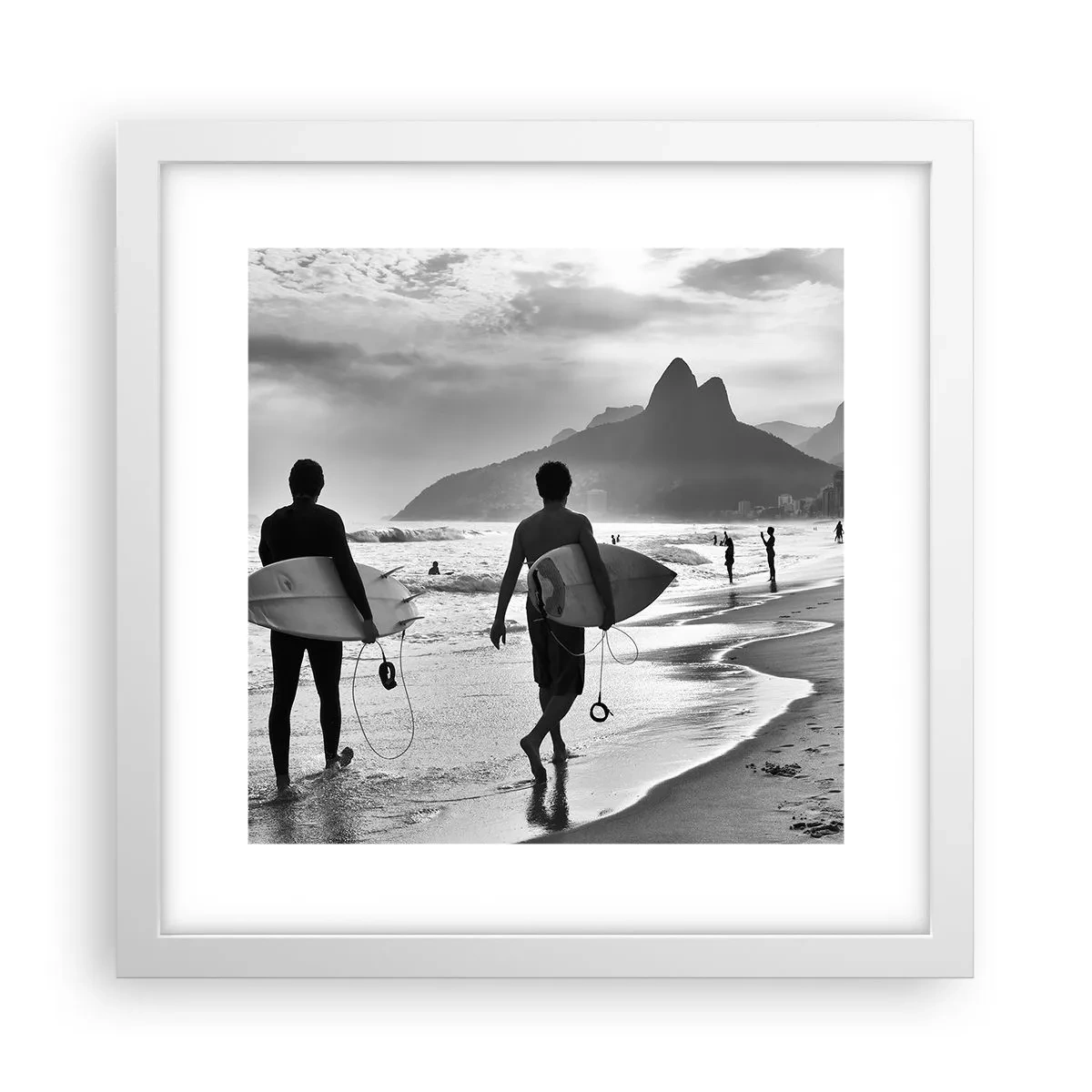 Plakat i hvid ramme - Samba til én bølge - 30x30 cm