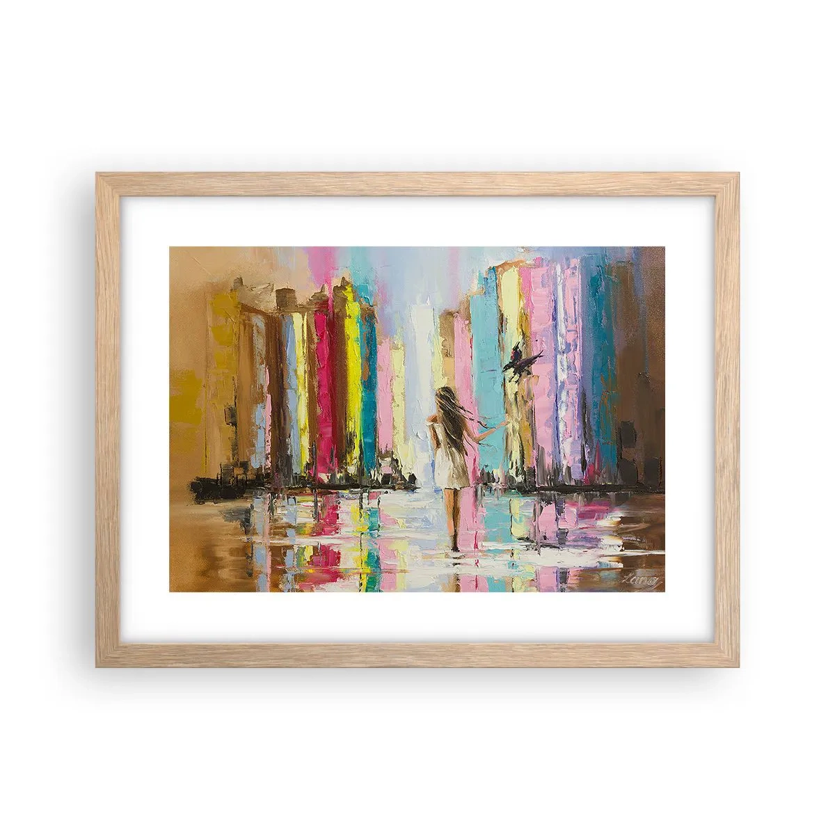 Plakat i ramme af lyst egetræ - Følg mig - 40x30 cm