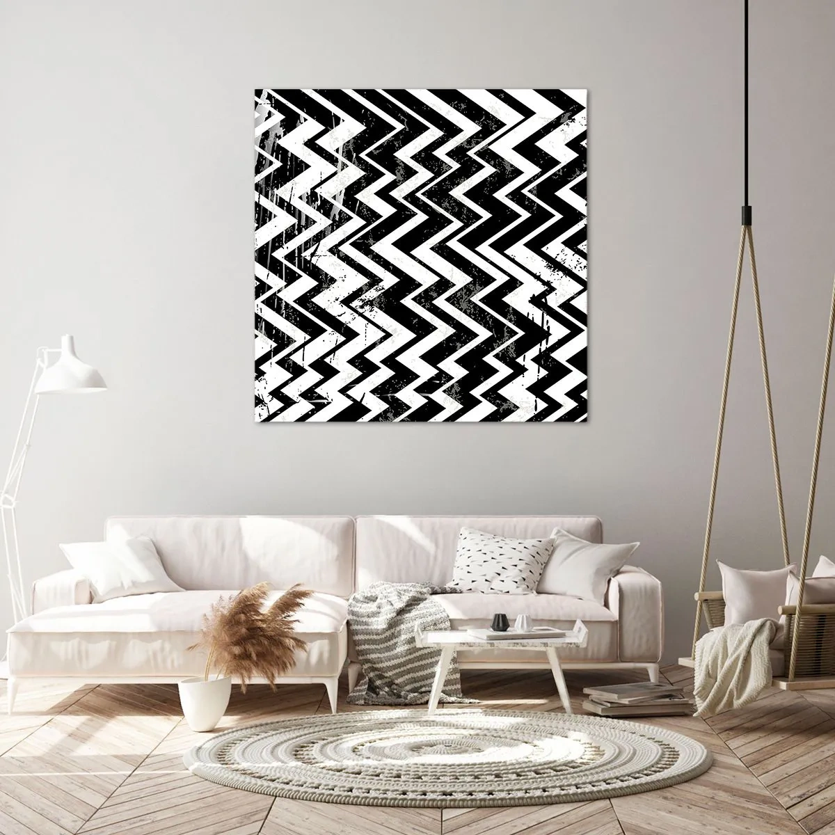 Lærredstryk - Billede på lærred - Zig-hvid, zag-sort - 50x50 cm