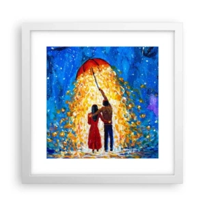 Plakat i hvid ramme - Magien ved en regnfuld aften? - 30x30 cm