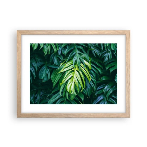 Plakat i ramme af lyst egetræ - Fordyb dig i friskhed - 40x30 cm