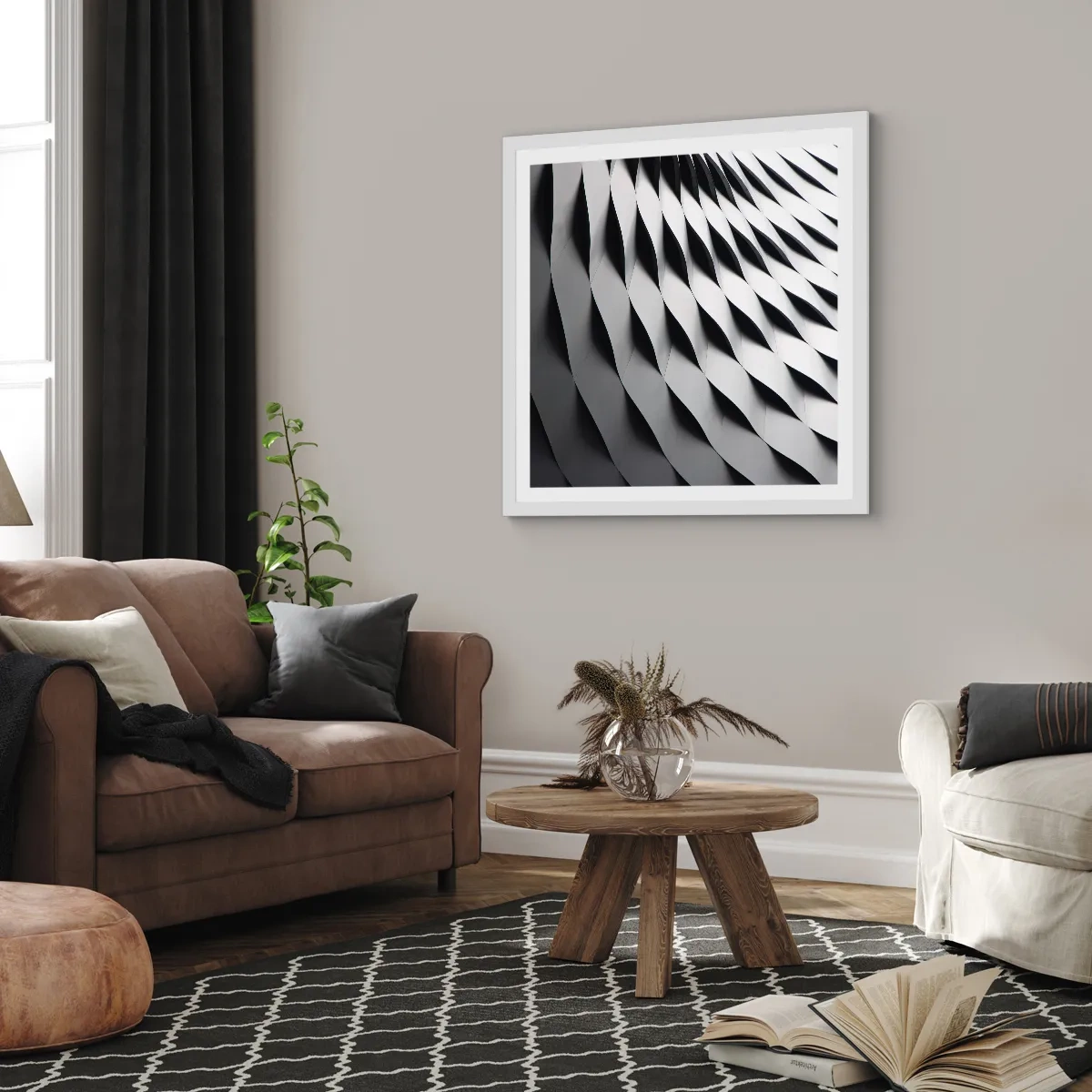 Plakat i hvid ramme - På bølgernes overflade - 60x60 cm