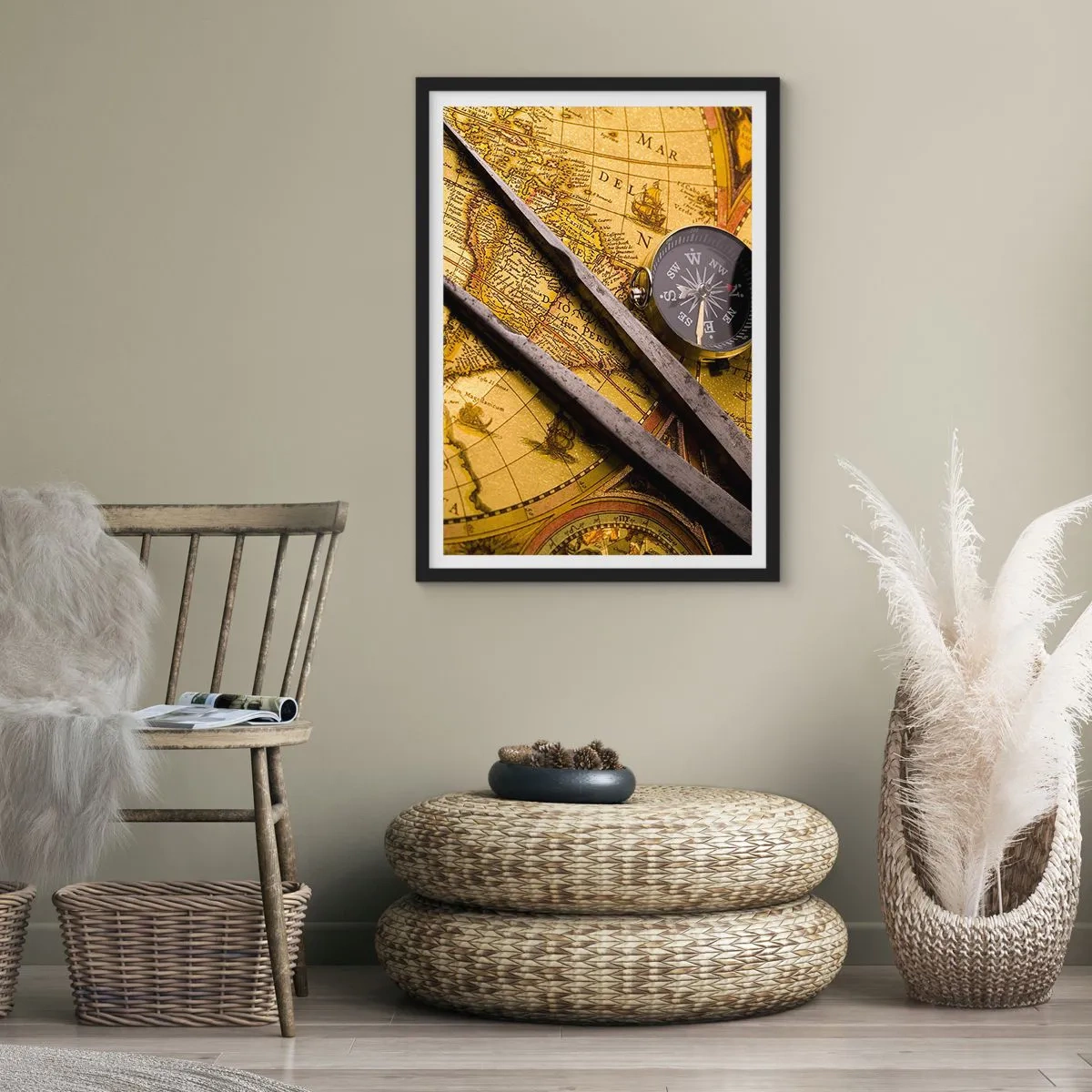 Plakat i sort ramme - Hvor er skattene? - 70x100 cm