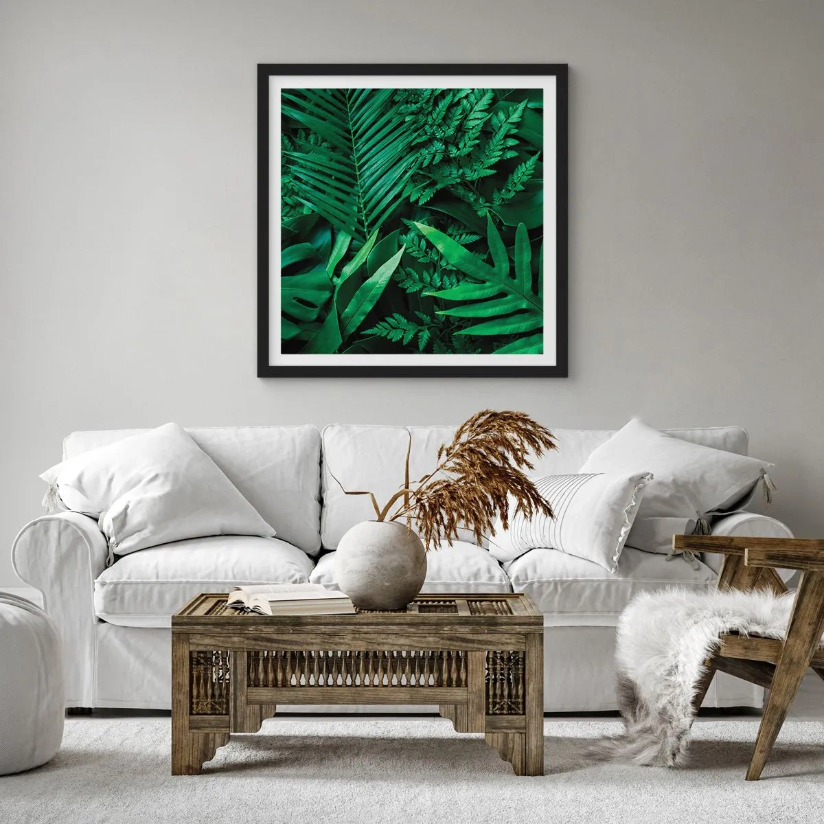 Plakat i sort ramme - Kranset i grønt - 30x30 cm