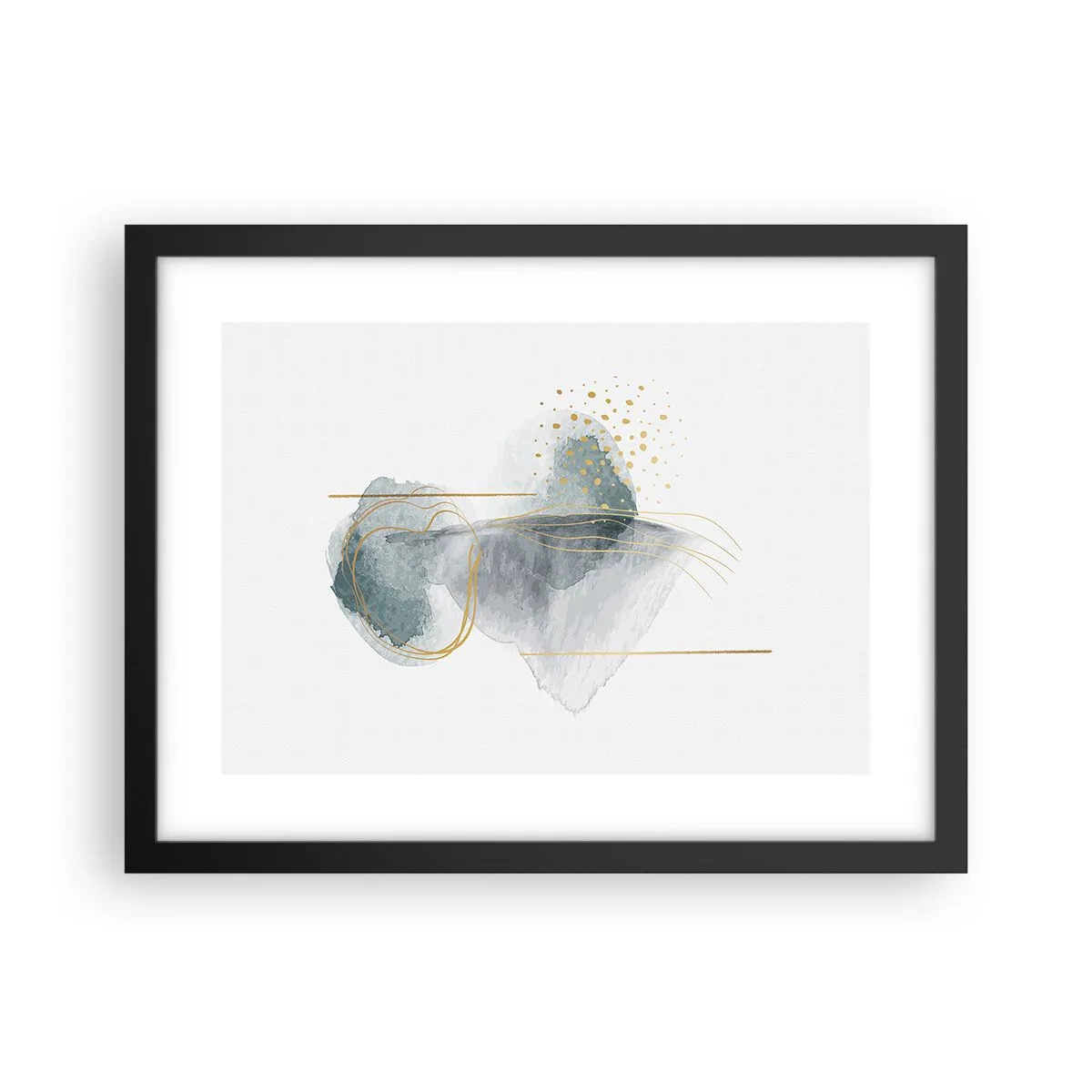 Plakat i sort ramme - Om forholdet mellem grå og guld - 40x30 cm