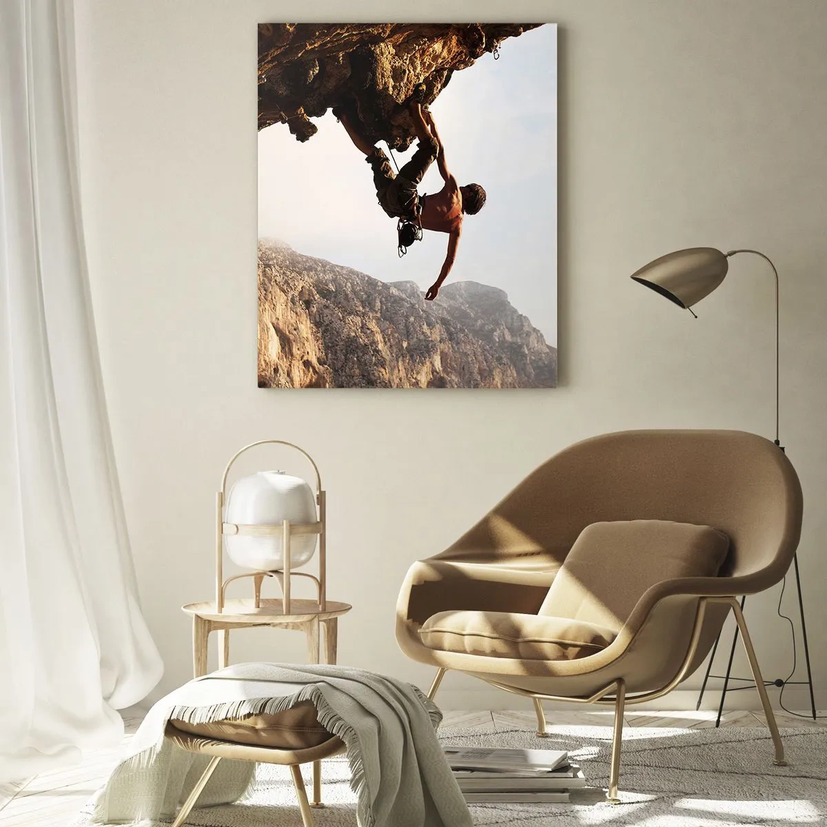 Billede på glas - Verden skrumpede ind i en håndfuld på en klippeskrænt - 50x70 cm