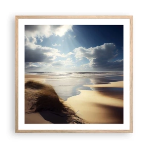 Plakat i ramme af lyst egetræ - Strand, vild strand - 60x60 cm
