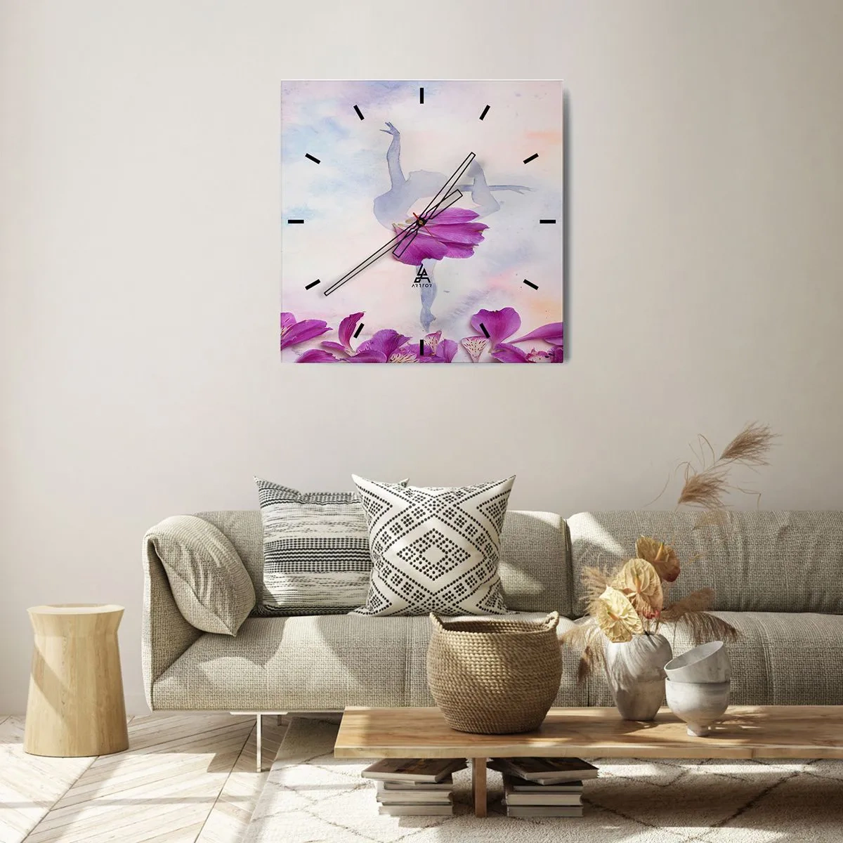 Vægur, Uret - Delikat som en blomst - 30x30 cm