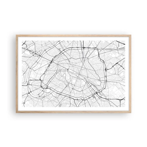 Plakat i ramme af lyst egetræ - Paris' blomst - 91x61 cm