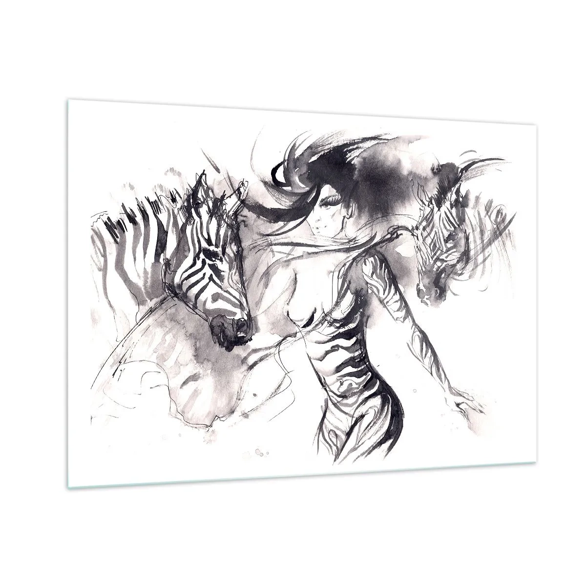 Billede på glas - Danser med zebraer - 100x70 cm