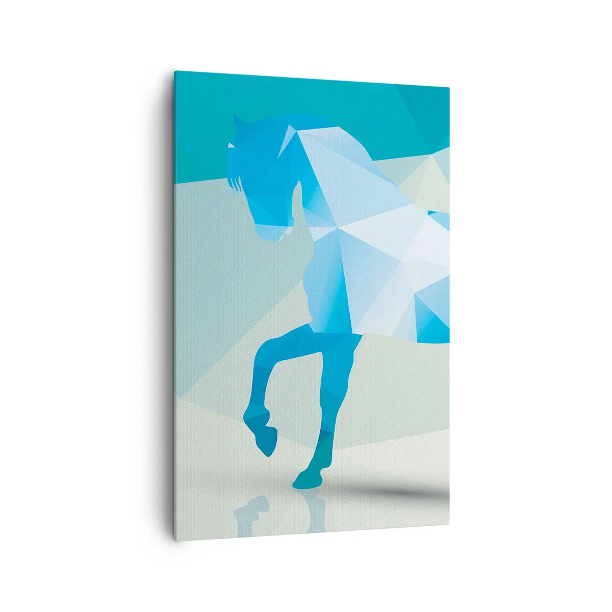 Lærredstryk - Billede på lærred - Geometrisk hest i turkis - 80x120 cm