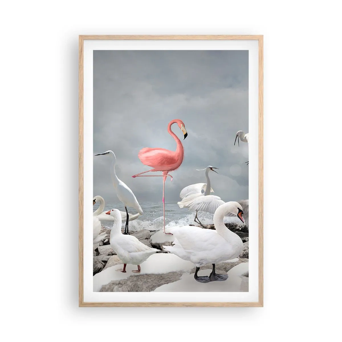 Plakat i ramme af lyst egetræ - Hvor kommer jeg fra? - 61x91 cm