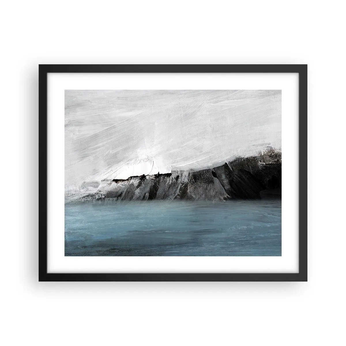 Plakat i sort ramme - Vand - jord: et sammenstød mellem elementerne - 50x40 cm