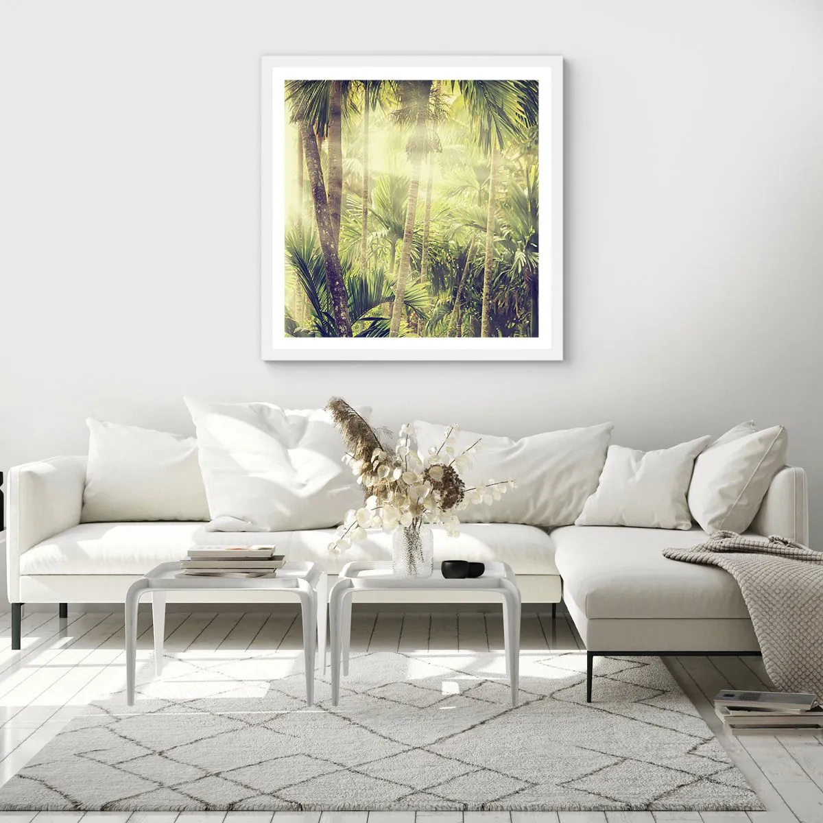 Plakat i hvid ramme - I grønne gløder - 30x30 cm