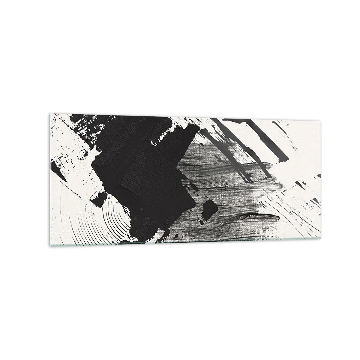 Billede på glas - Abstraktion - det sortes udtryk - 120x50 cm