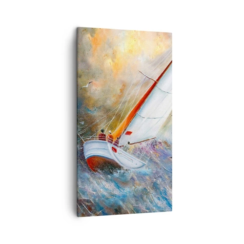 Lærredstryk - Billede på lærred - Løber på bølgerne - 45x80 cm