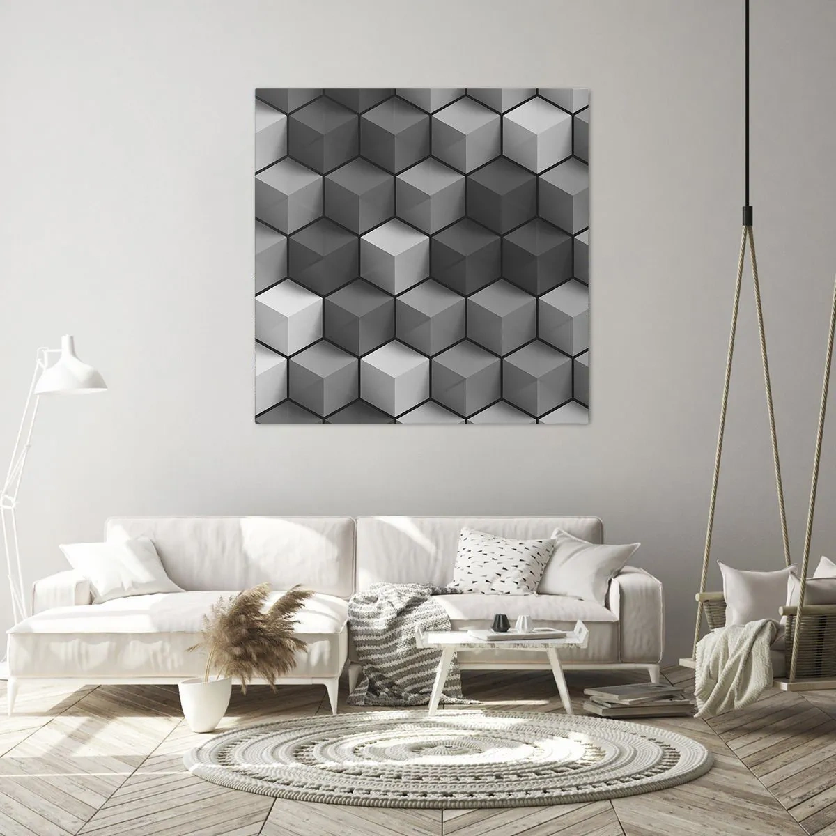 Lærredstryk - Billede på lærred - Kubistisk puslespil - 30x30 cm